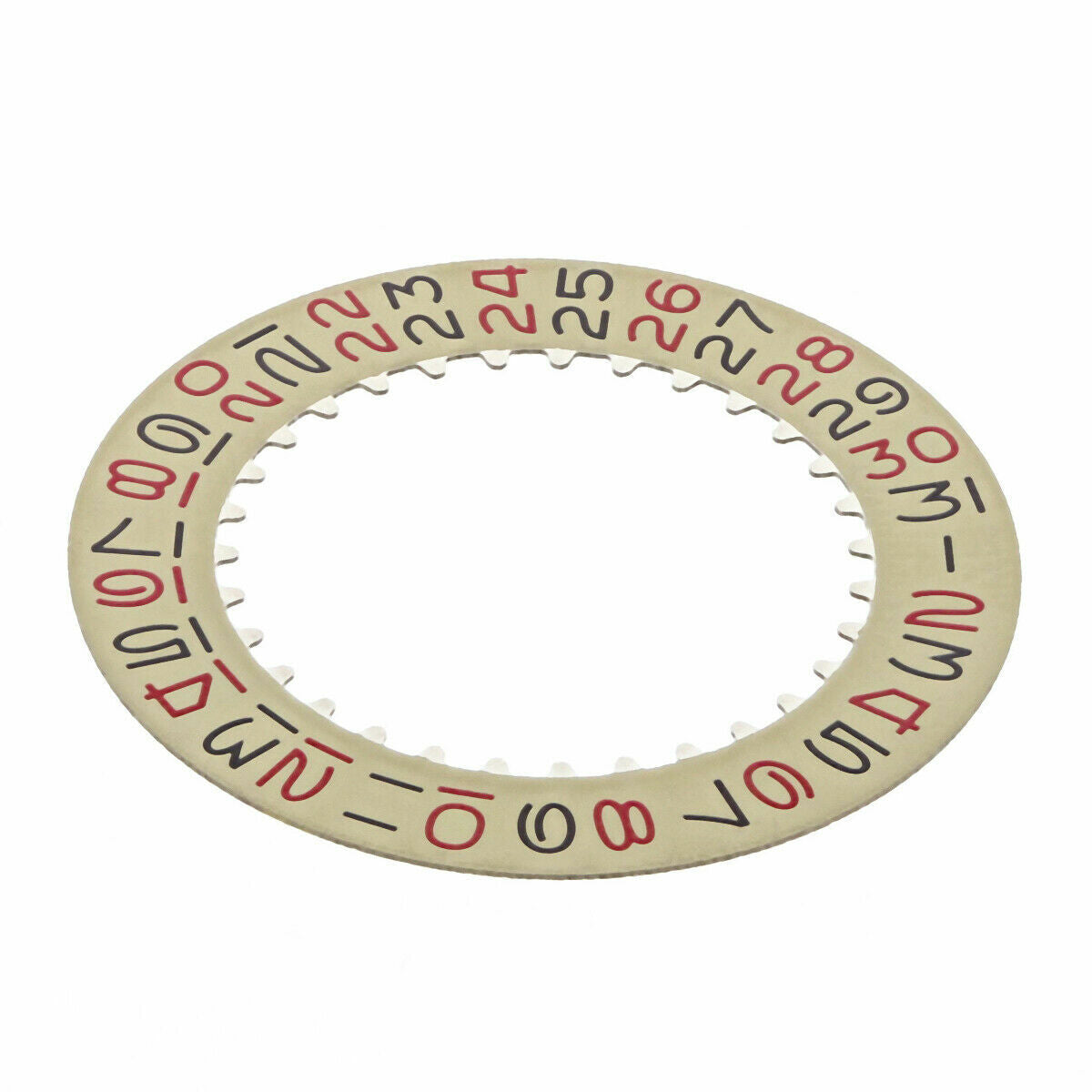 DATE DISC FOR ROLEX 1530-1570 MOVEMENT CHAMPAGNE YELLOW WITH RED/BLACK NUMBERS