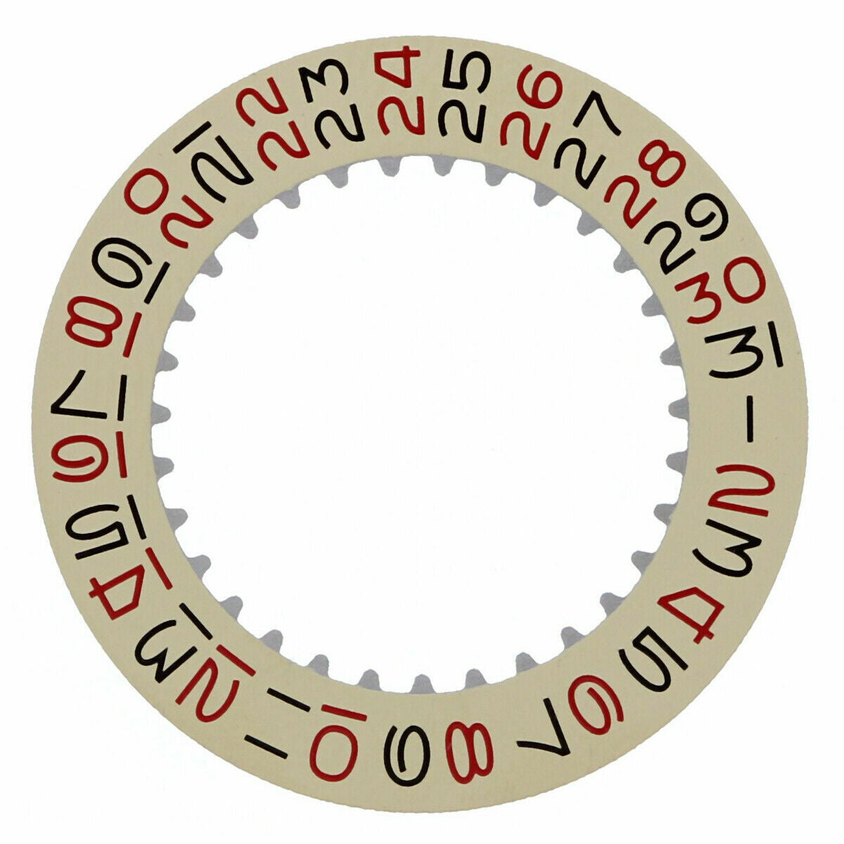 DATE DISC FOR ROLEX 1530-1570 MOVEMENT CHAMPAGNE YELLOW WITH RED/BLACK NUMBERS