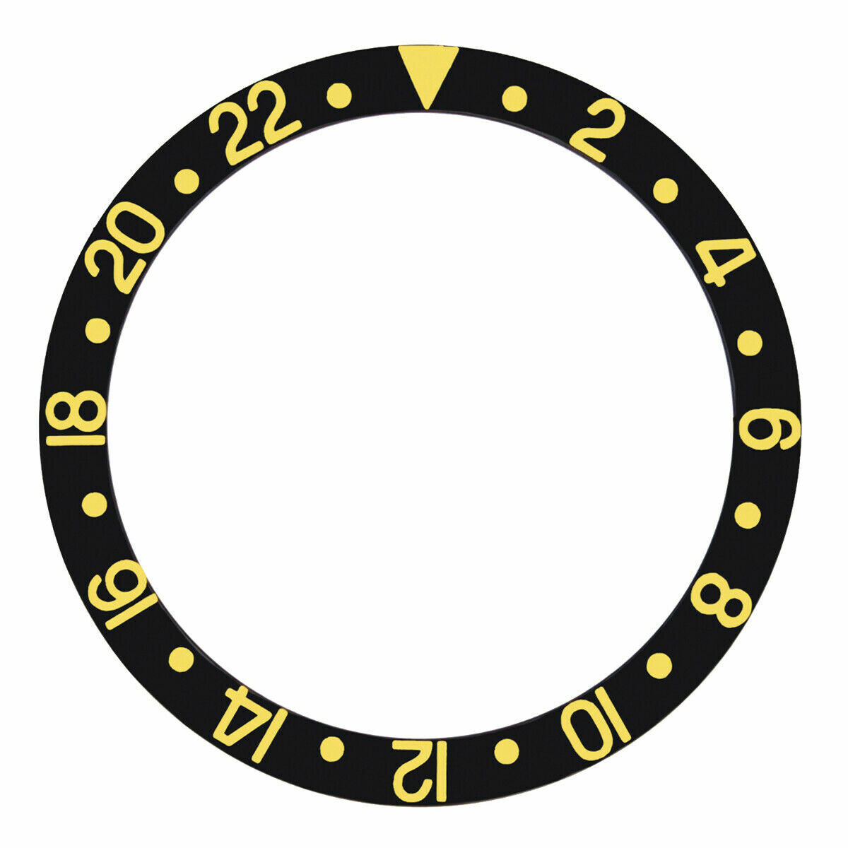 BEZEL INSERT FOR SAPPHIRE MODEL ROLEX GMT MASTER II 16713, 16718 BLACK GOLD FONT