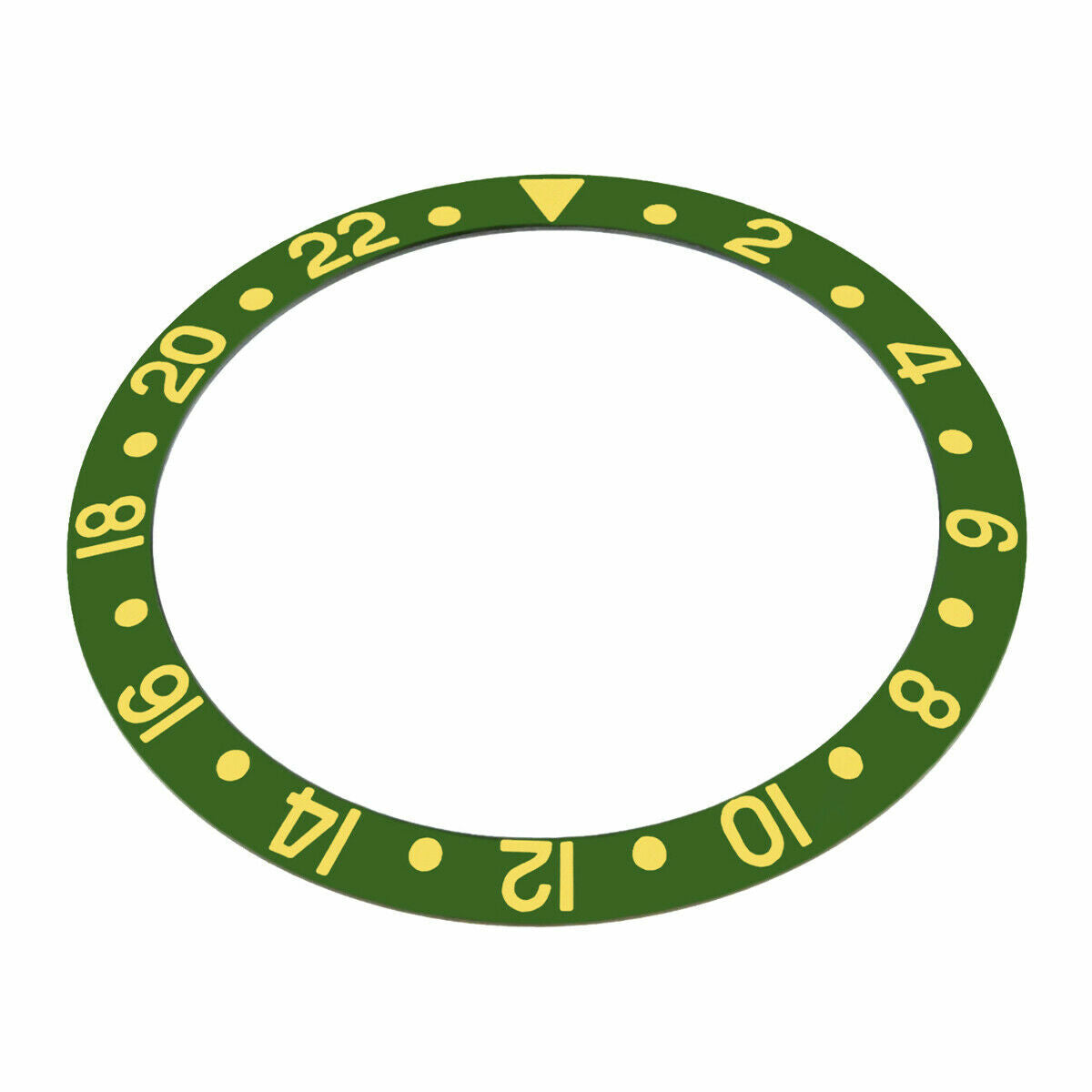 BEZEL INSERT FOR SAPPHIRE MODEL ROLEX GMT MASTER II 16713, 16718 GREEN GOLD FONT