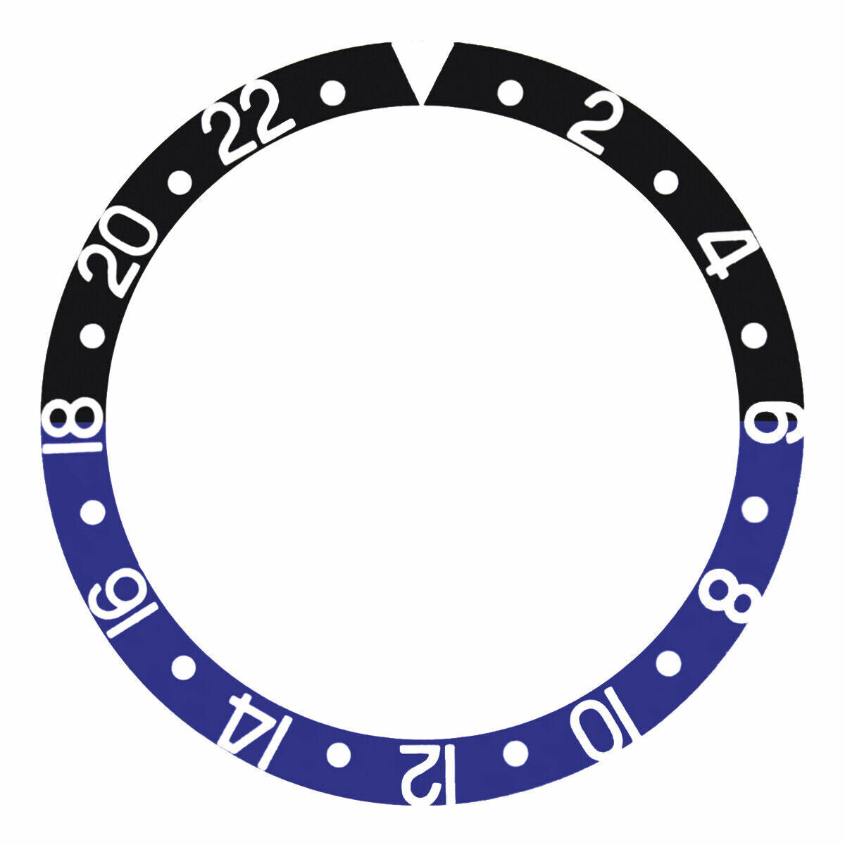 BEZEL INSERT FOR ROLEX GMT MASTER II 16700, 16710, 16760 BLACK BLUE BATMAN