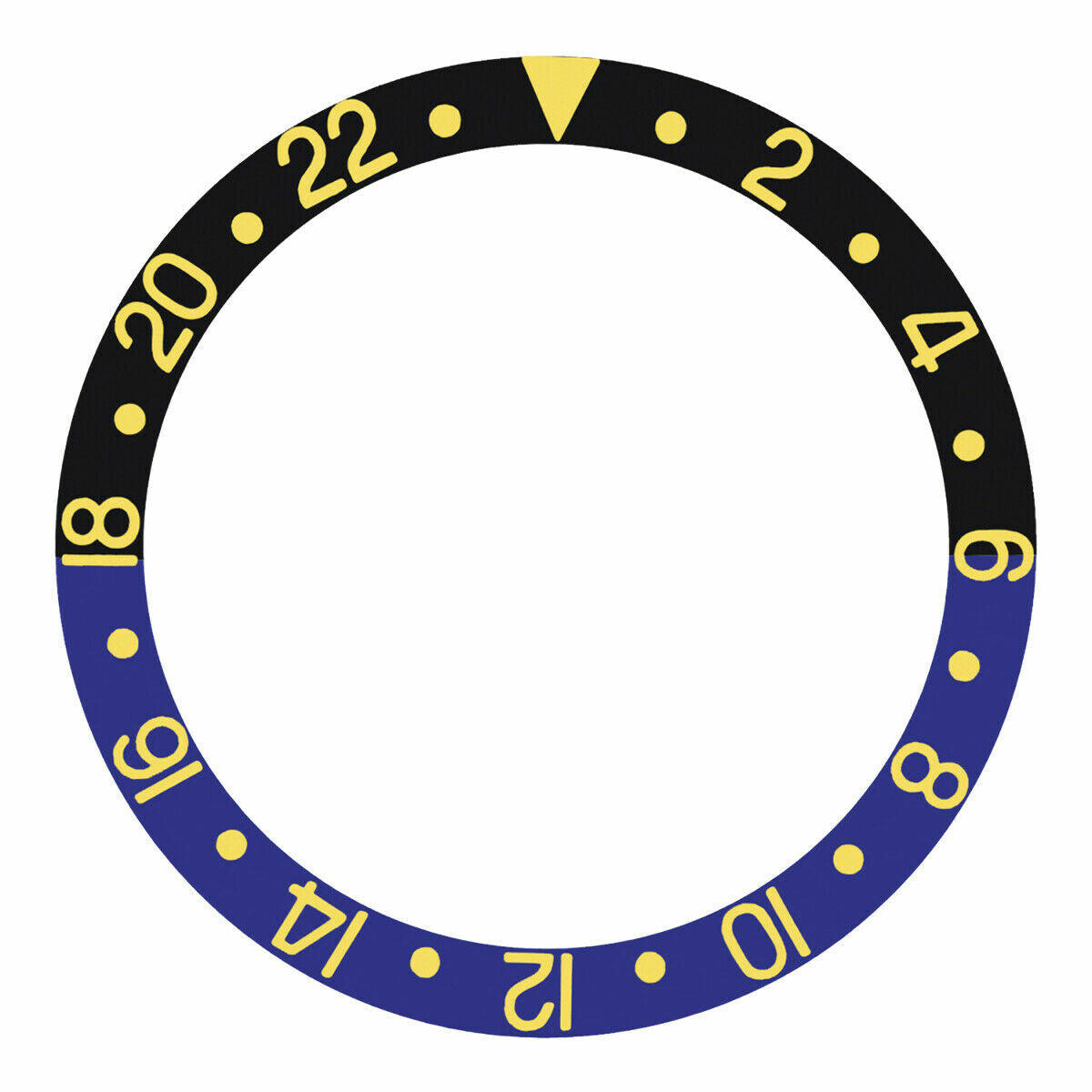 BEZEL INSERT FOR ROLEX GMT MASTER II 16713, 16718 BLACK BLUE BATMAN GOLD