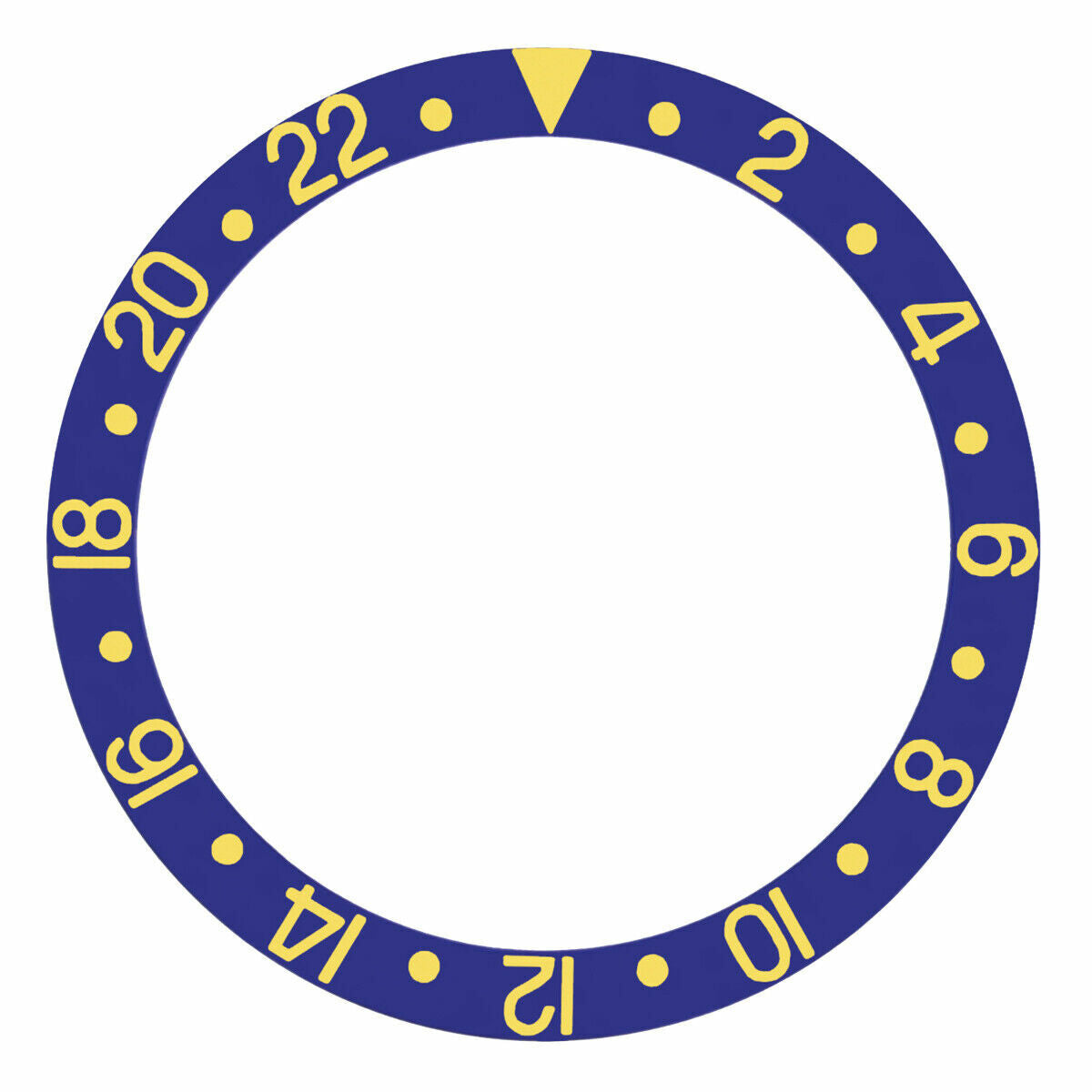 GMT BEZEL INSERT FOR ROLEX GMT MASTER PLASTIC MODEL 16753, 16758 BLUE GOLD FONT