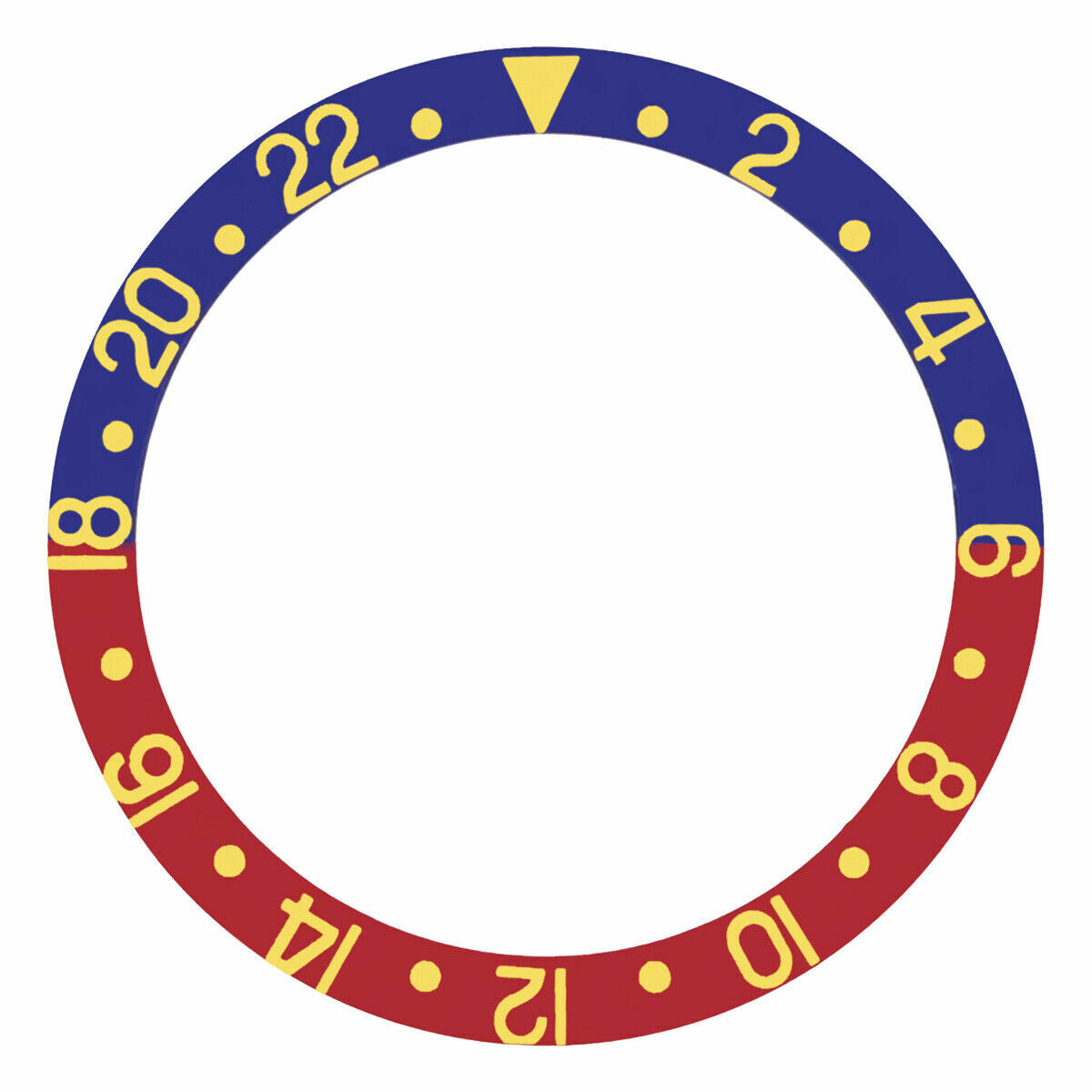 GMT BEZEL INSERT FOR ROLEX GMT MASTER I 1670, 1675, 16750 BLUE/RED GOLD FONT