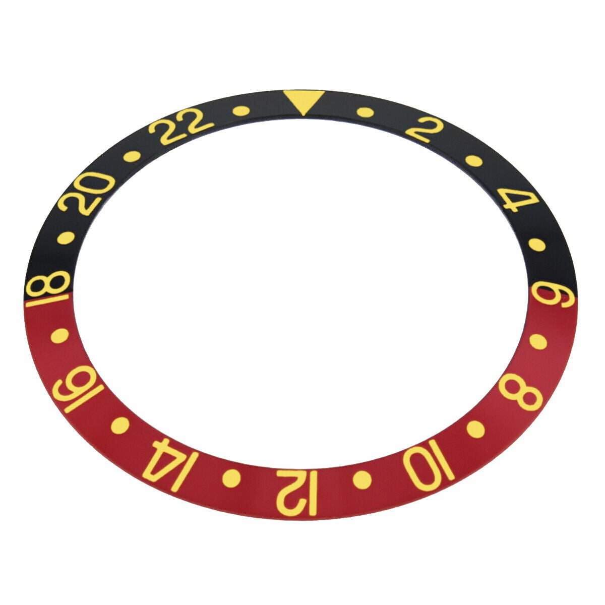 GMT BEZEL INSERT FOR ROLEX GMT MASTER 16753, 16758 BLACK RED GOLD FONT