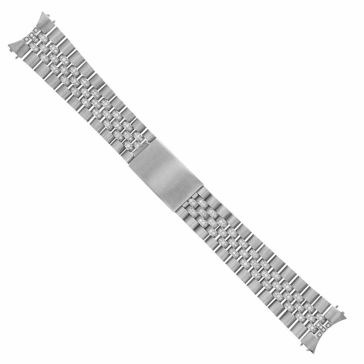STAINLESS STEEL DIAMOND CENTER JUBILEE WATCH BAND FOR ROLEX 36MM DATEJUST 2.20CT