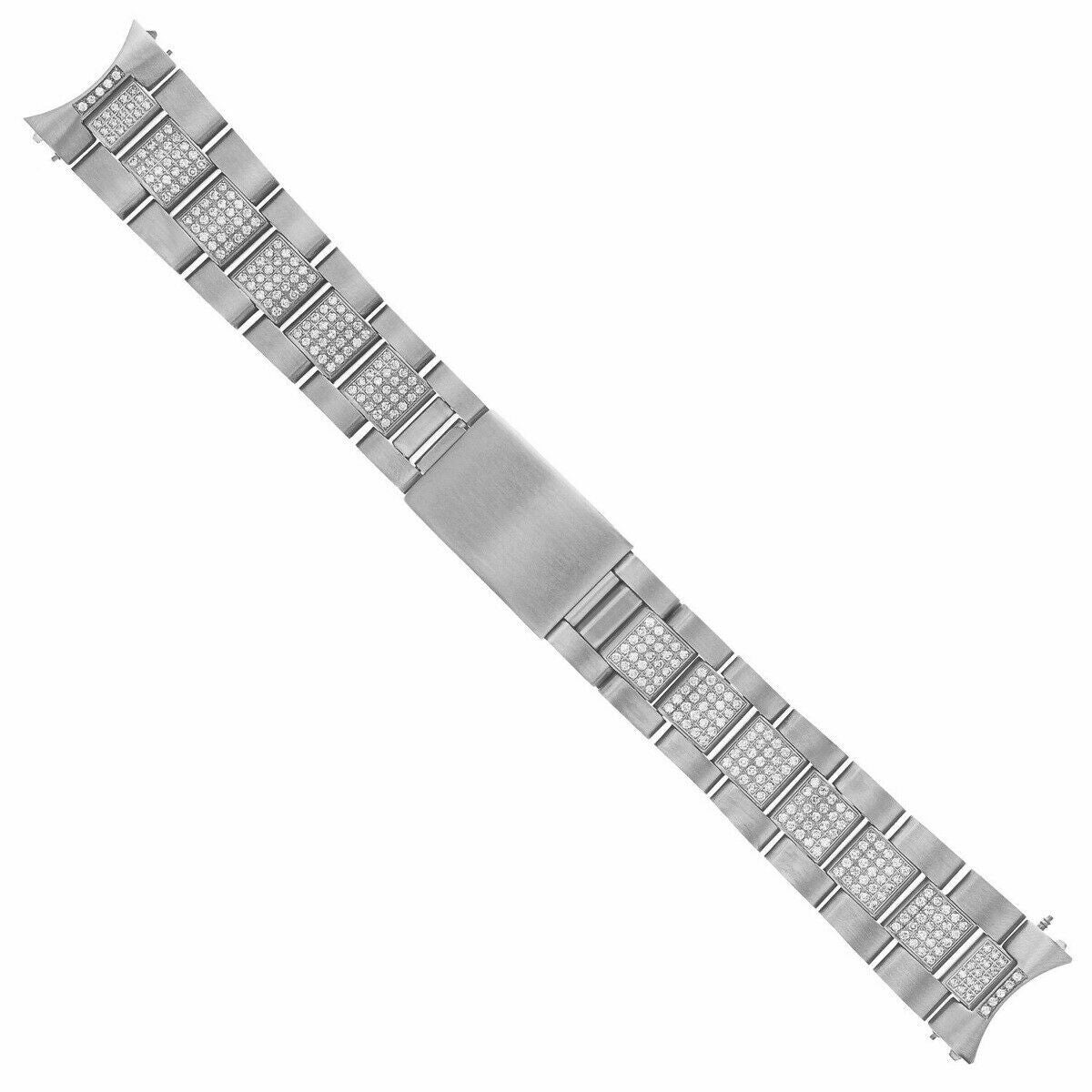 20MM STAINLEE STEEL DIAMOND CENTER OYSTER WATCH BAND FOR ROLEX DATEJUST 3.20CT