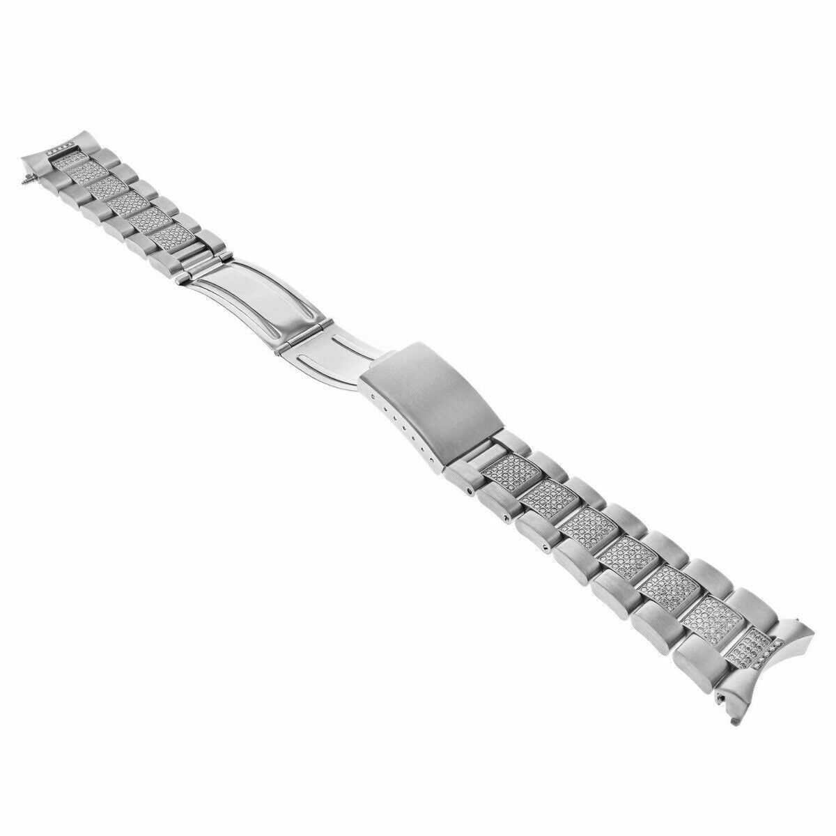 20MM STAINLEE STEEL DIAMOND CENTER OYSTER WATCH BAND FOR ROLEX DATEJUST 3.20CT