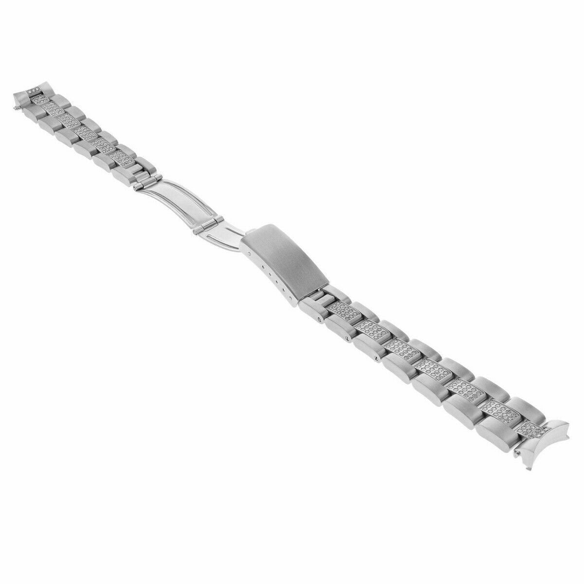 13MM STAINLESS STEEL DIAMOND CENTER OYSTER WATCH BAND FOR ROLEX 26MM DJ 1.50CT