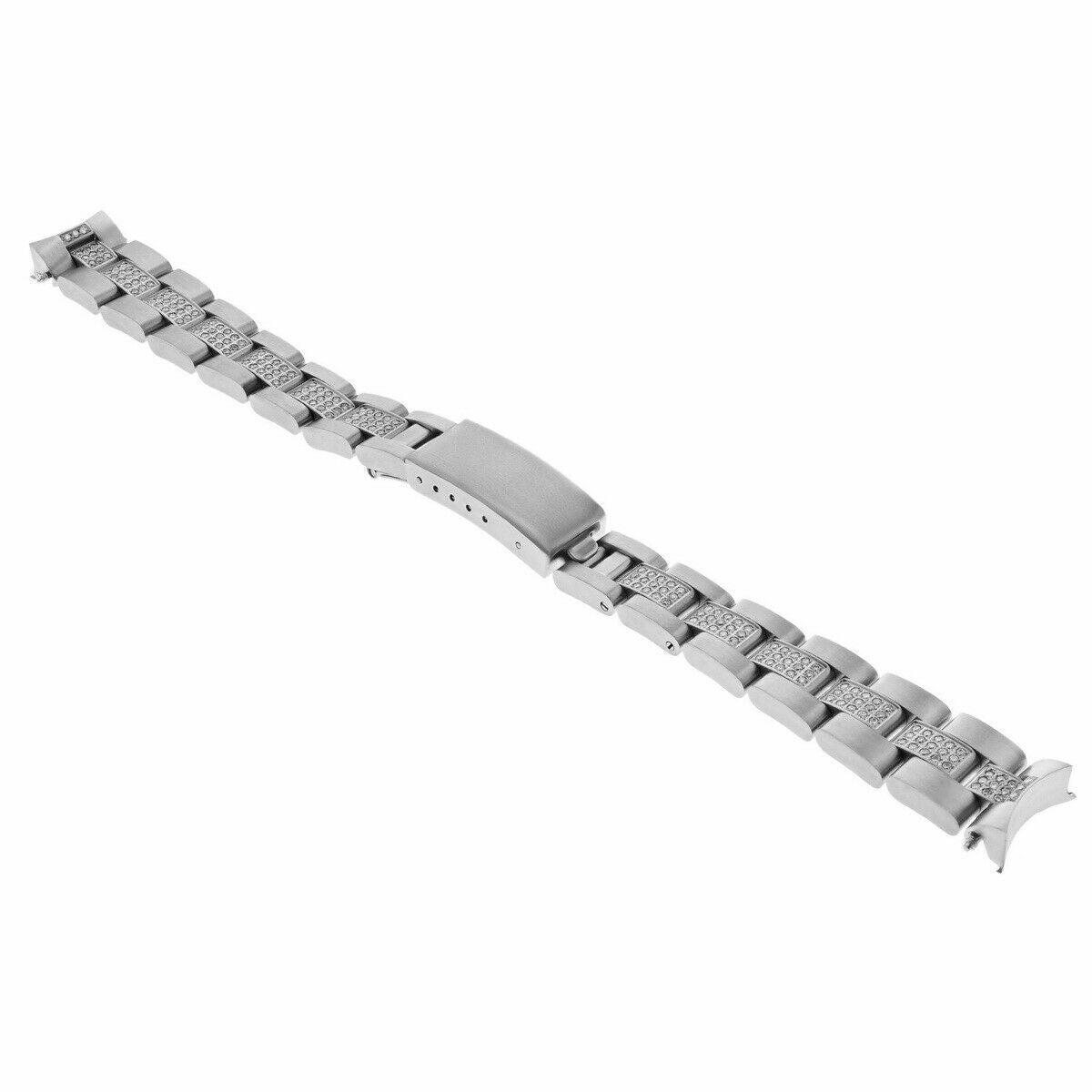 13MM STAINLESS STEEL DIAMOND CENTER OYSTER WATCH BAND FOR ROLEX 26MM DJ 1.50CT