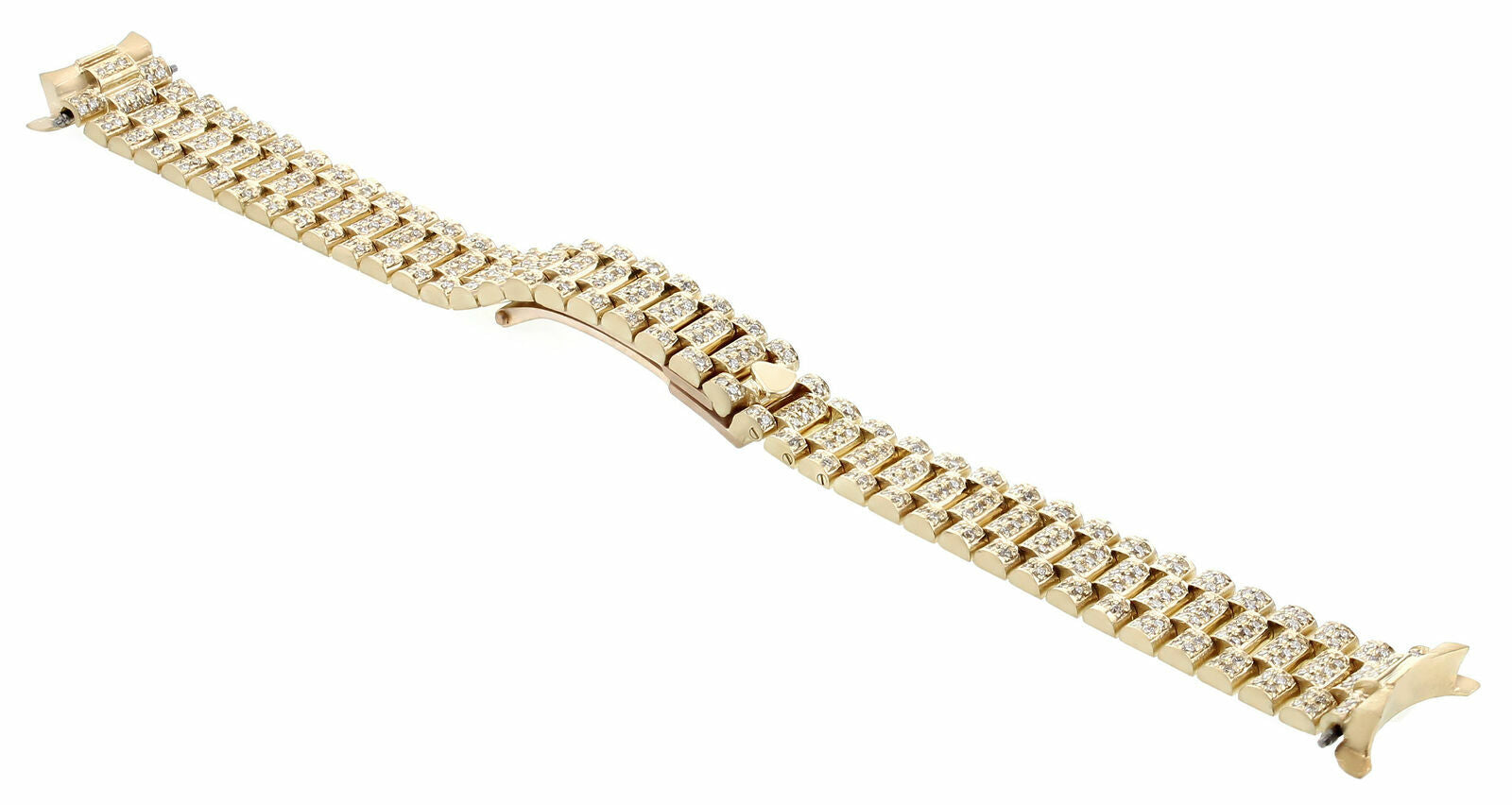 13MM 18K YELLOW GOLD ALL DIAMOND PRESIDENT WATCH BAND FOR 26MM ROLEX DATEJUST