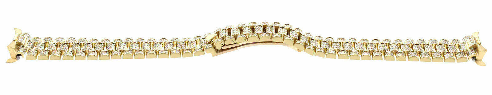 13MM 18K YELLOW GOLD ALL DIAMOND PRESIDENT WATCH BAND FOR 26MM ROLEX DATEJUST