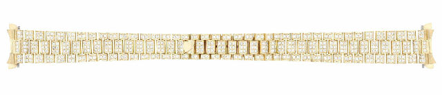 13MM 18K YELLOW GOLD ALL DIAMOND PRESIDENT WATCH BAND FOR 26MM ROLEX DATEJUST