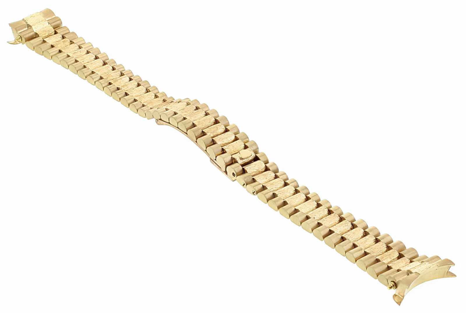 LADIES 18K YELLOW GOLD PRESIDENT WATCH BAND FOR ROLEX DATEJUST BARK CENTER FINIS