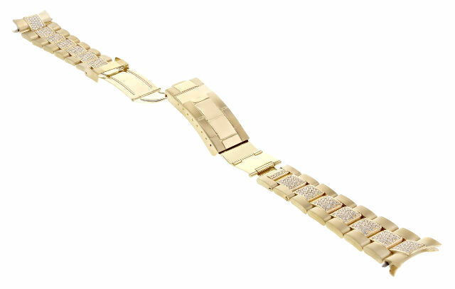 20MM 18K YELLOW OYSTER WATCH BAND FOR ROLEX SUBMARINER 16618, 16808 DC 3.75CTS