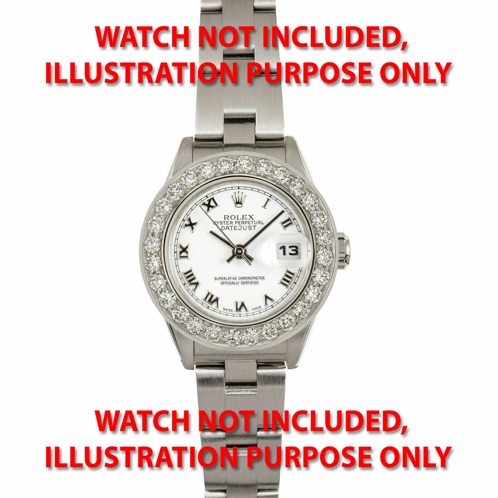 LADIES 2CT BEAD SET 18KW DIAMOND BEZEL FOR 26MM ROLEX DATE, DATEJUST SUPERIOR