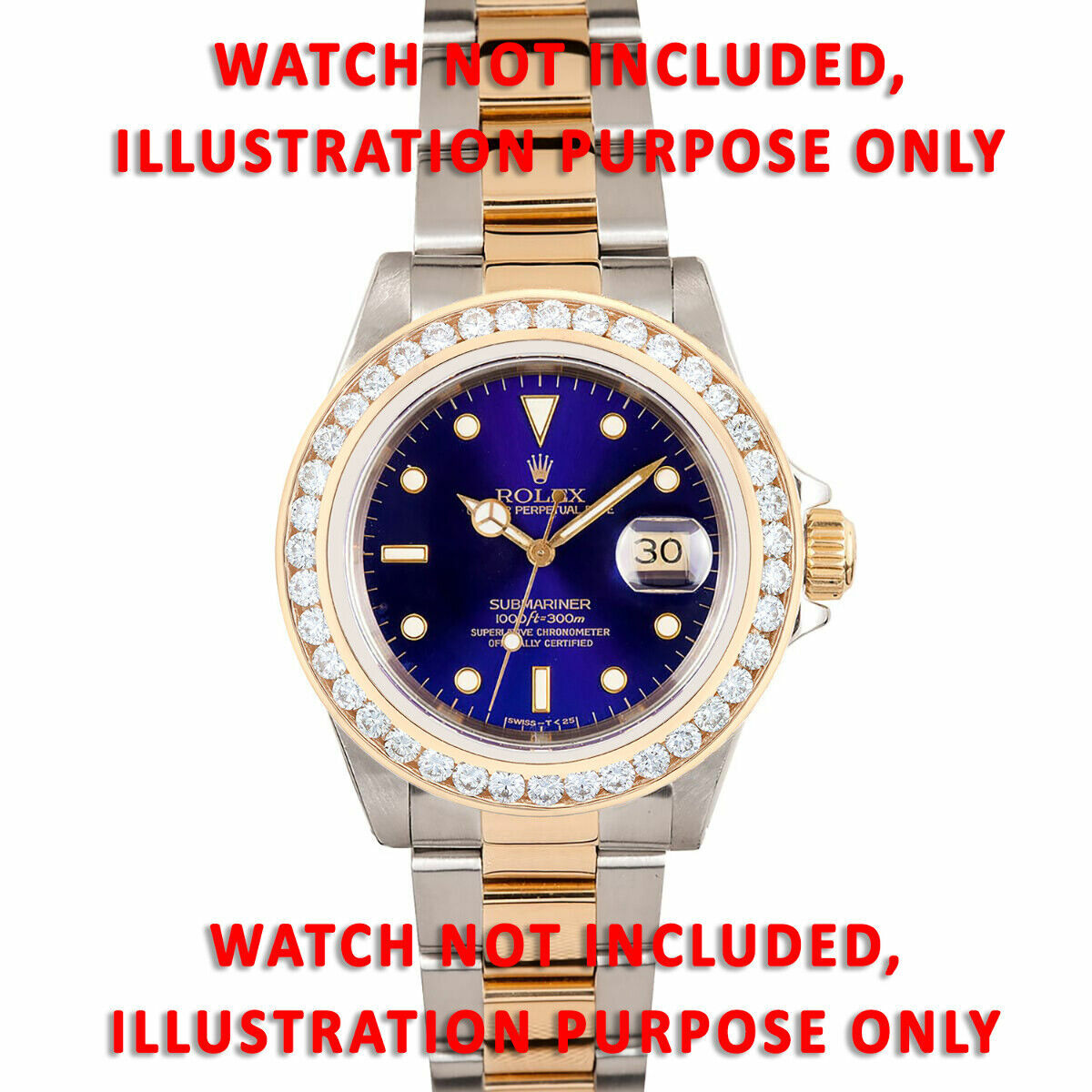 3CT CHANNEL SET DIAMOND BEZEL 18KY FOR 36MM ROLEX SUBMARINER, GMT MASTER 2, YACH