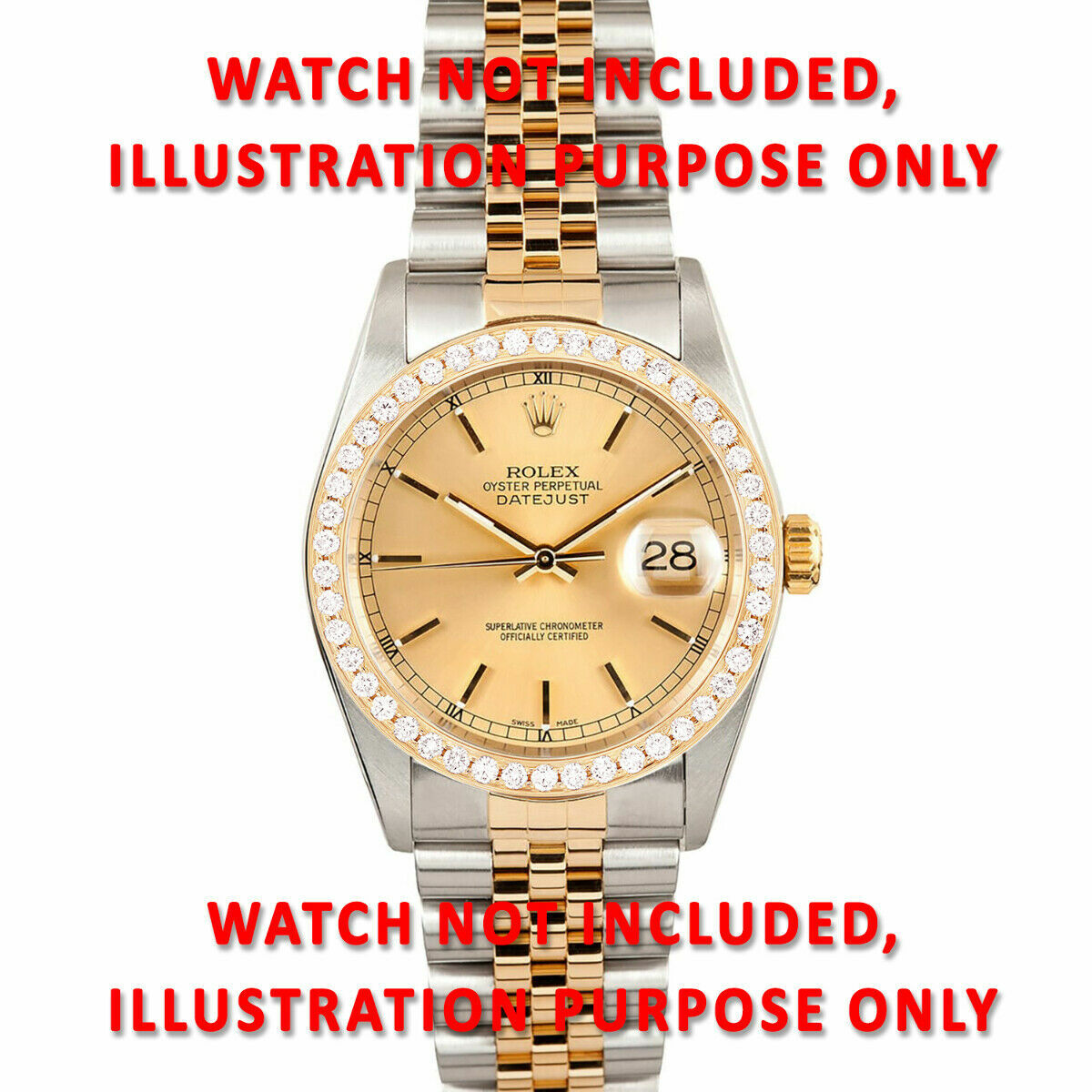 1.50CT BEAD SET DIAMOND BEZEL 18KY FOR ROLEX DATEJUST, PRESIDENT DAY DATE SUPERI