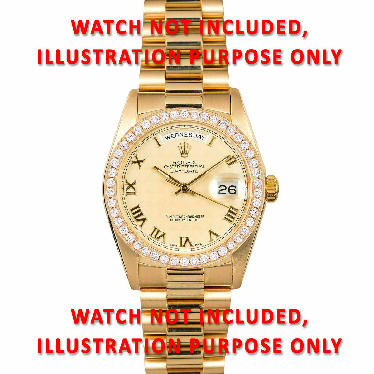 1.50CT BEAD SET DIAMOND BEZEL 18KY FOR ROLEX DATEJUST, PRESIDENT DAY DATE SUPERI
