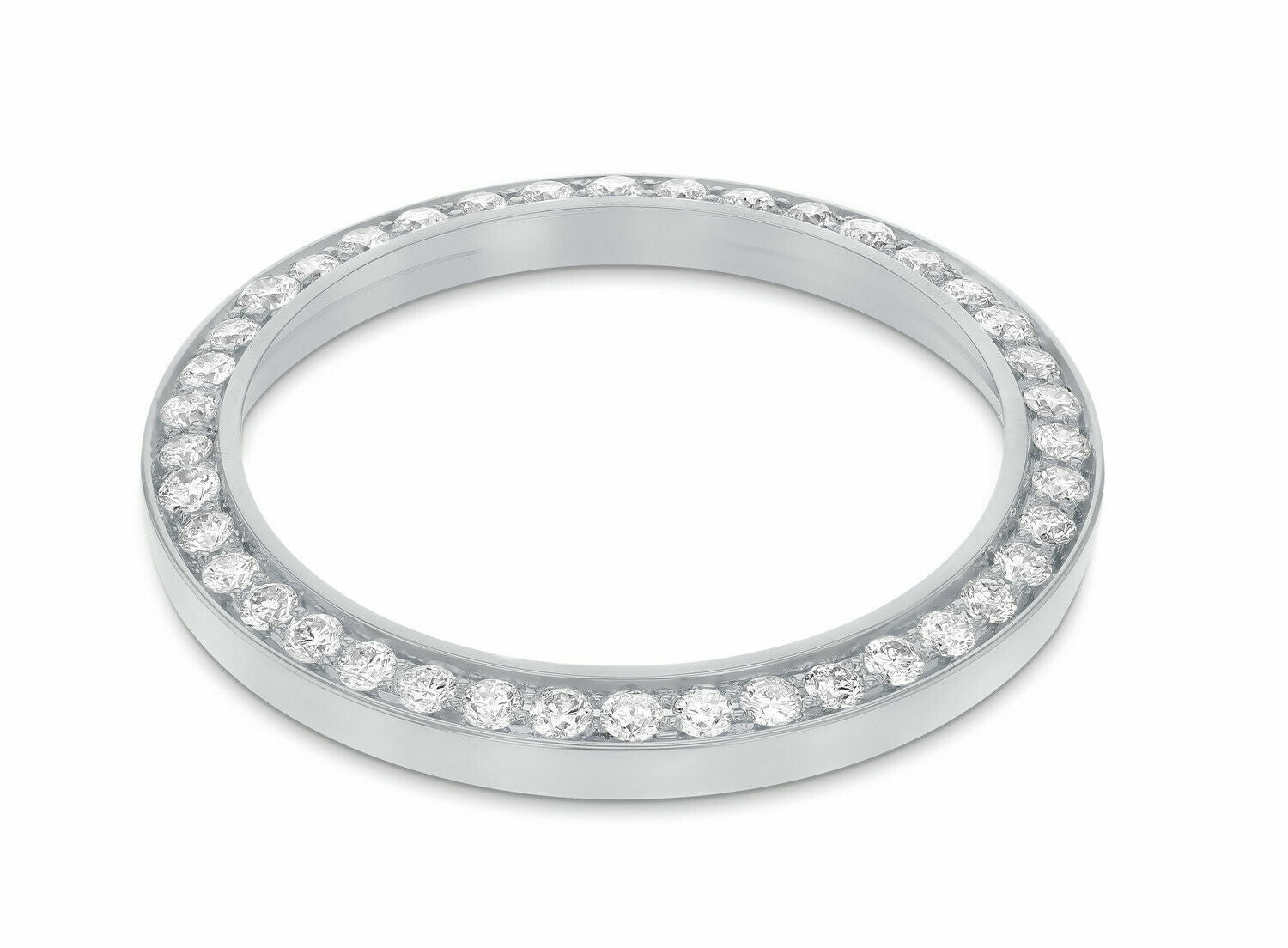 LADIES 1CT BEAD SET DIAMOND BEZEL 18KW FOR ROLEX NO DATE 24MM WATCH