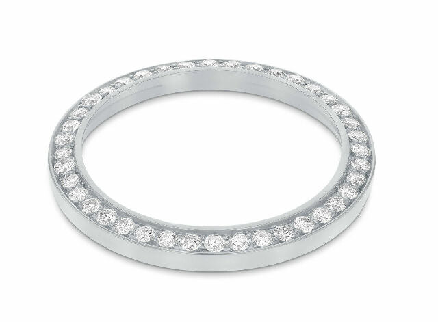 LADIES 1CT BEAD SET DIAMOND BEZEL 18KW FOR ROLEX NO DATE 24MM WATCH