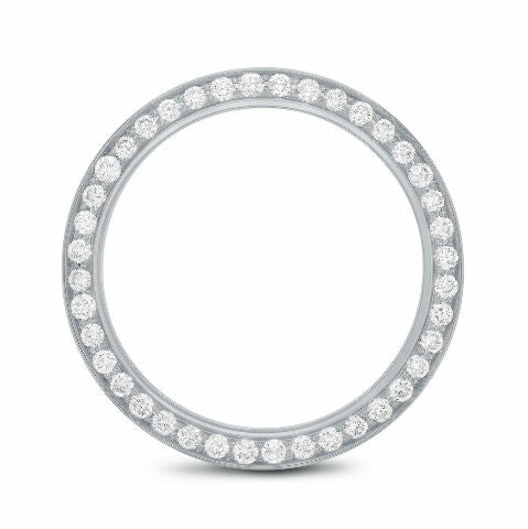 LADIES 1CT BEAD SET DIAMOND BEZEL 18KW FOR ROLEX NO DATE 24MM WATCH