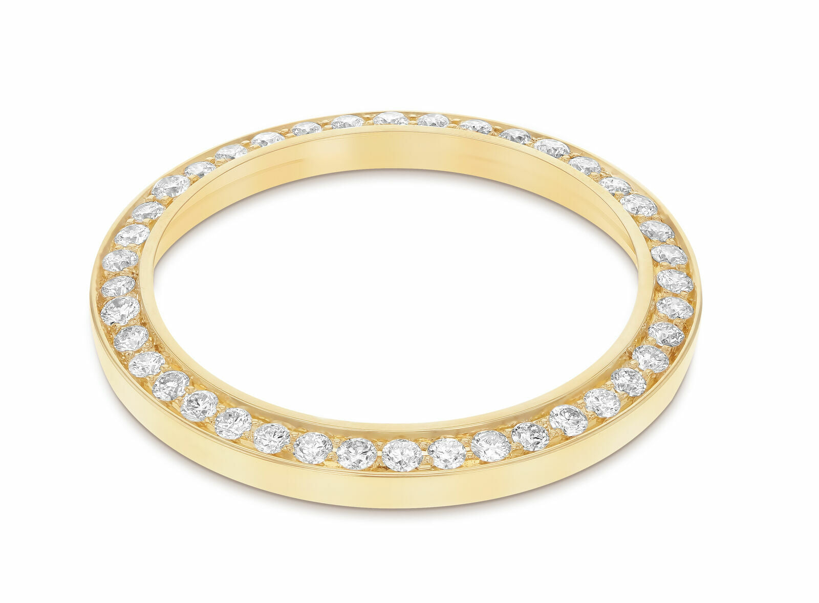 LADIES 1CT BEAD SET DIAMOND BEZEL 18KY FOR ROLEX NO DATE 24MM WATCH