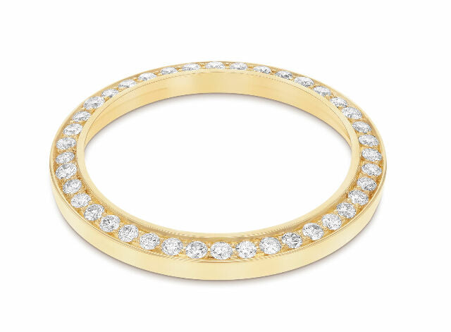 LADIES 1CT BEAD SET DIAMOND BEZEL 18KY FOR ROLEX NO DATE 24MM WATCH