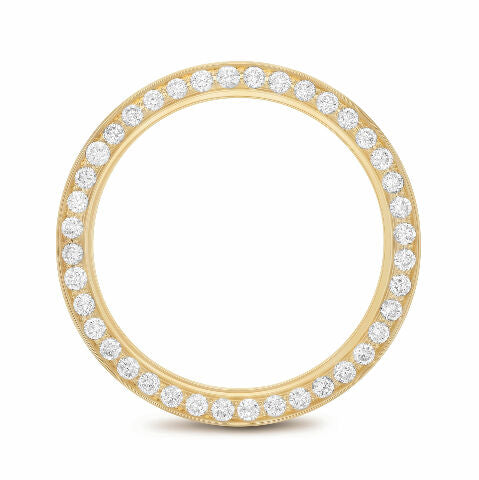LADIES 1CT BEAD SET DIAMOND BEZEL 18KY FOR ROLEX NO DATE 24MM WATCH