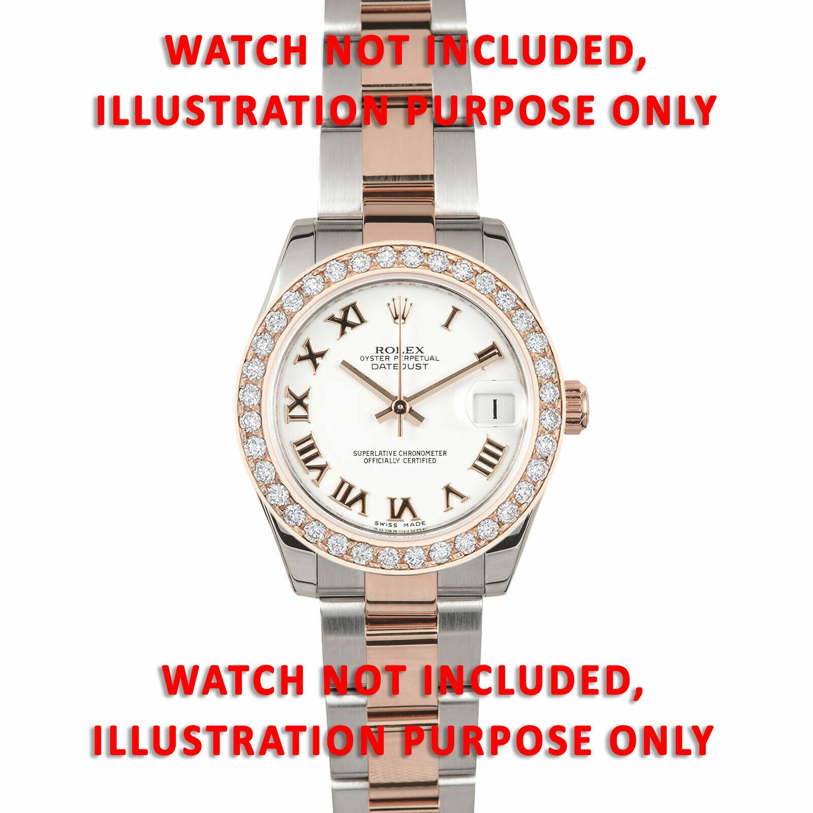 MIDSIZE 1.50CT BEAD SET DIAMOND BEZEL 14K FOR ROLEX DATEJUST 31MM ROSE GOLD