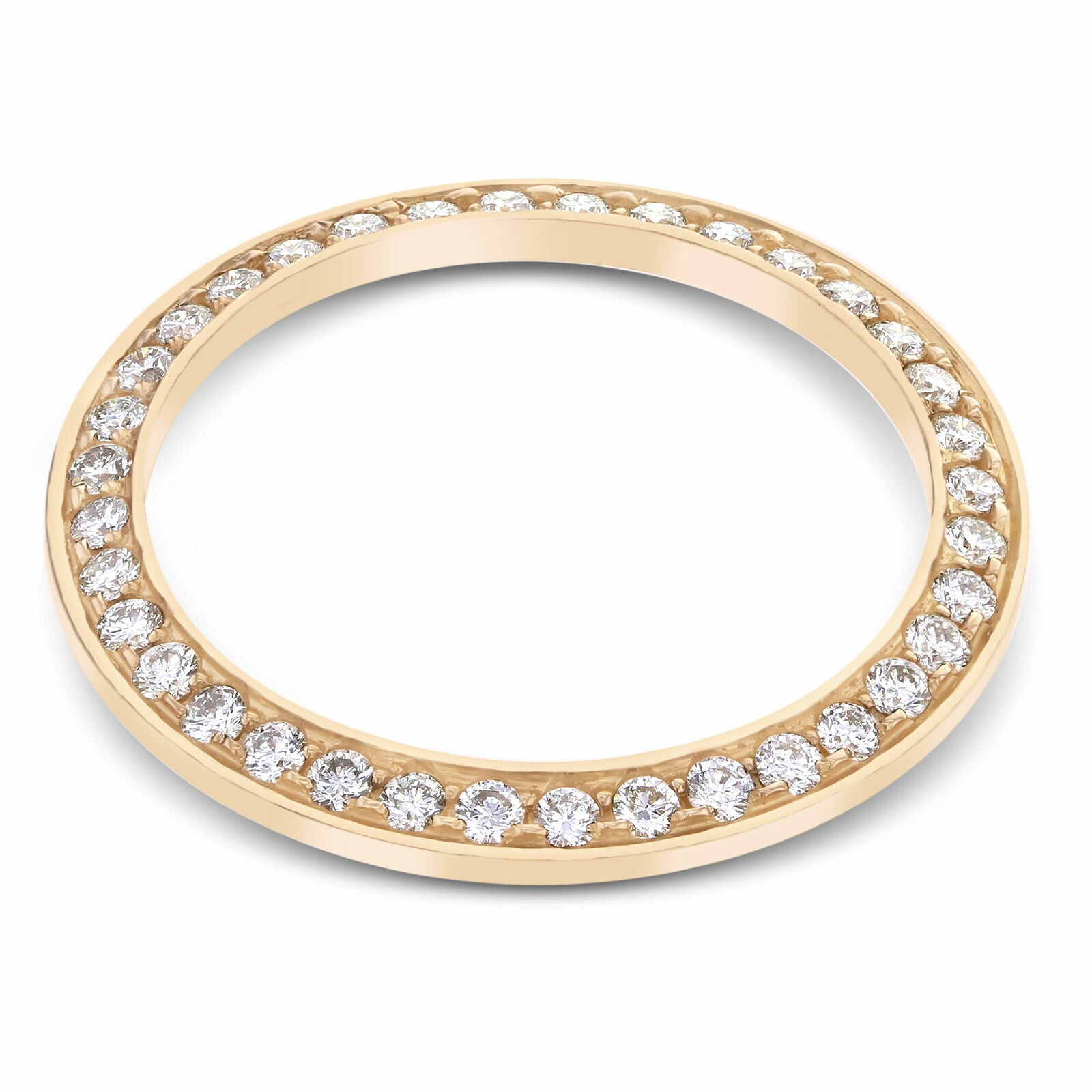 MIDSIZE GOLD 1.50CT BEAD NATURAL DIAMOND BEZEL 14K FOR ROLEX 78273 68158 68248
