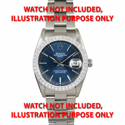 MENS 1.35CT BEAD SET DIAMOND BEZEL FOR ROLEX 34MM DATE, AIRKING MODEL 14KW