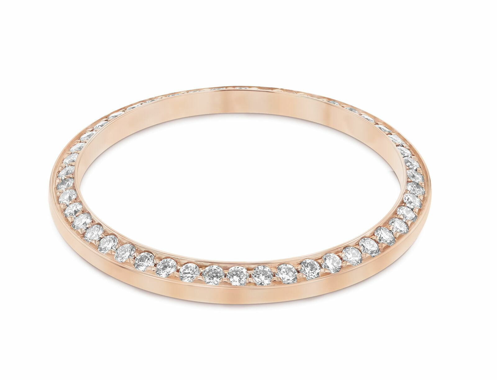 MIDSIZE 1CT BEAD SET DIAMOND BEZEL FOR ROLEX 31MM DATEJUST, PRESIDENT ROSE GOLD
