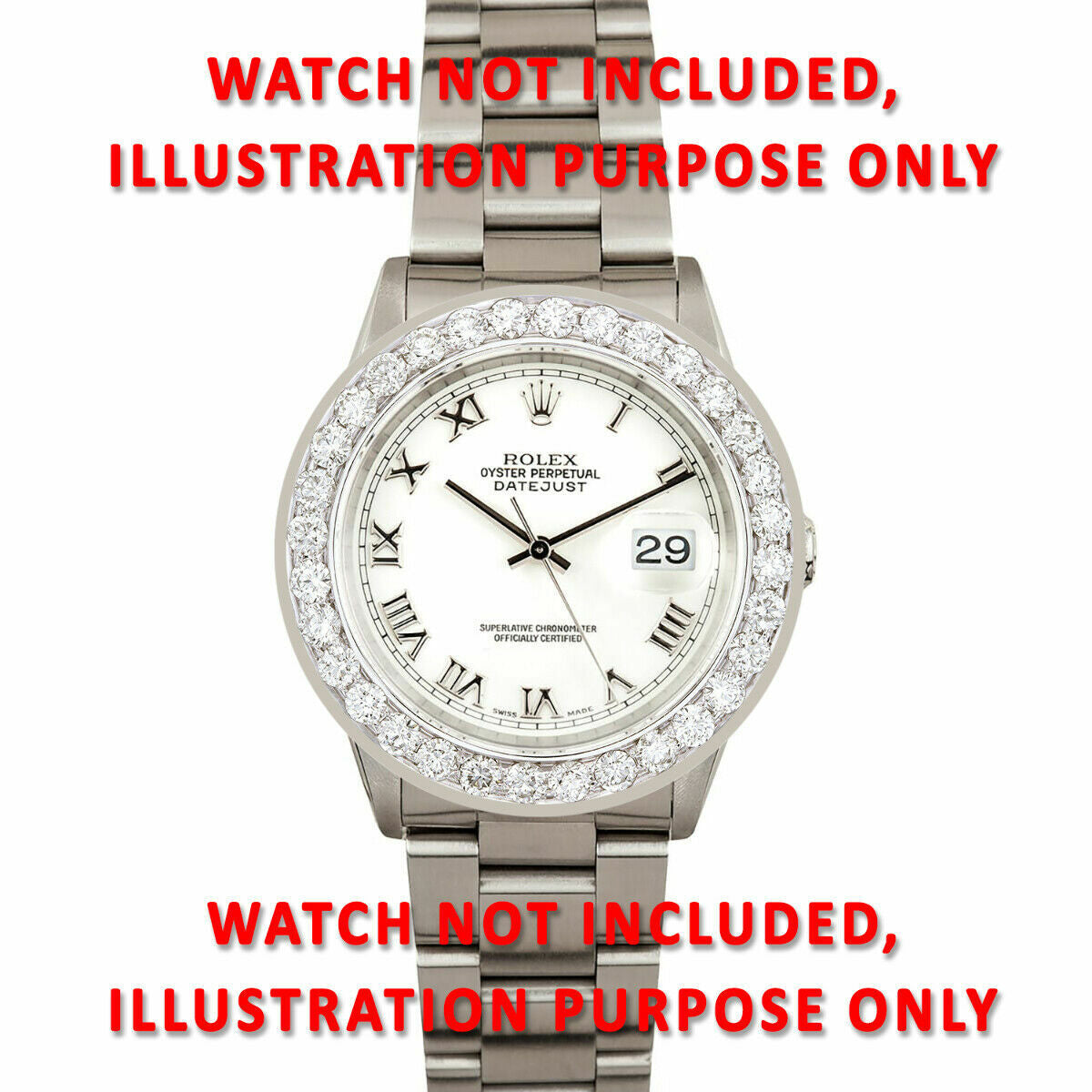 4CT BEAD SET DIAMOND BEZEL 14KW FOR ROLEX DATEJUST, PRESIDENT, SUBMARINER WATCH