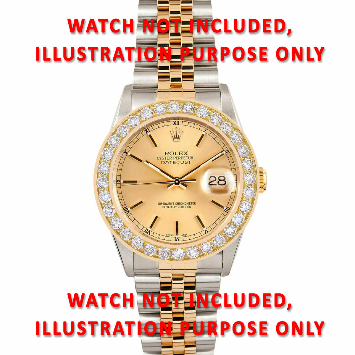 4CT PAVE BEAD SET DIAMOND BEZEL 14K YELLOW FOR ROLEX DATEJUST, PRESIDENT WATCH