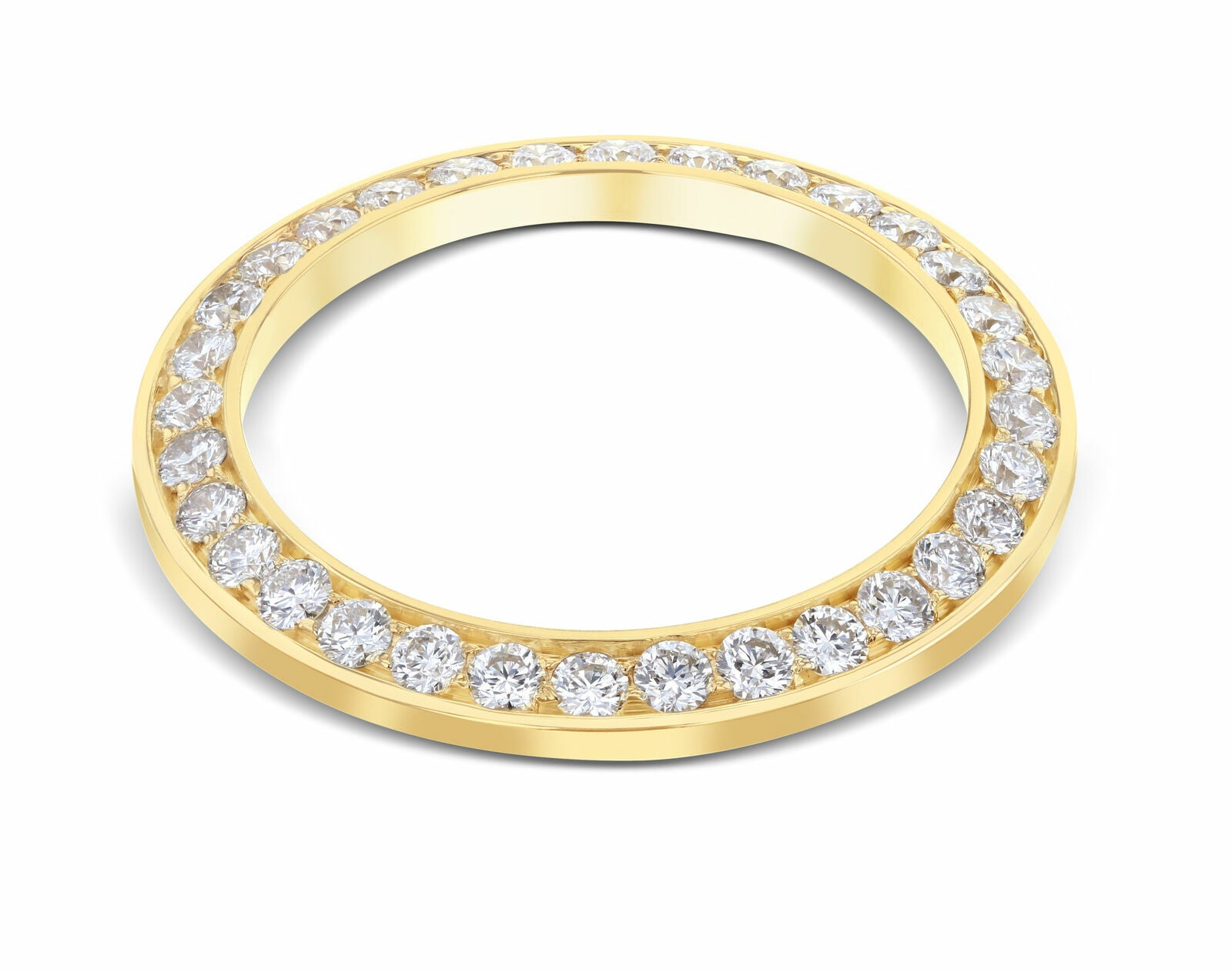 4CT PAVE BEAD SET DIAMOND BEZEL 14K YELLOW FOR ROLEX DATEJUST, PRESIDENT WATCH