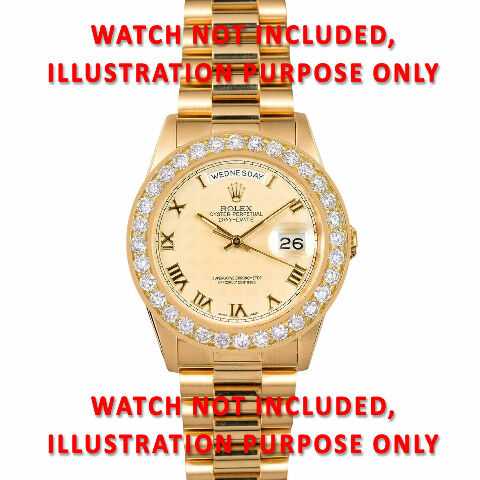 4CT PAVE BEAD SET DIAMOND BEZEL 14K YELLOW FOR ROLEX DATEJUST, PRESIDENT WATCH