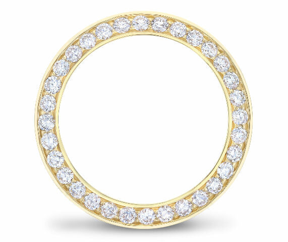 4CT PAVE BEAD SET DIAMOND BEZEL 14K YELLOW FOR ROLEX DATEJUST, PRESIDENT WATCH