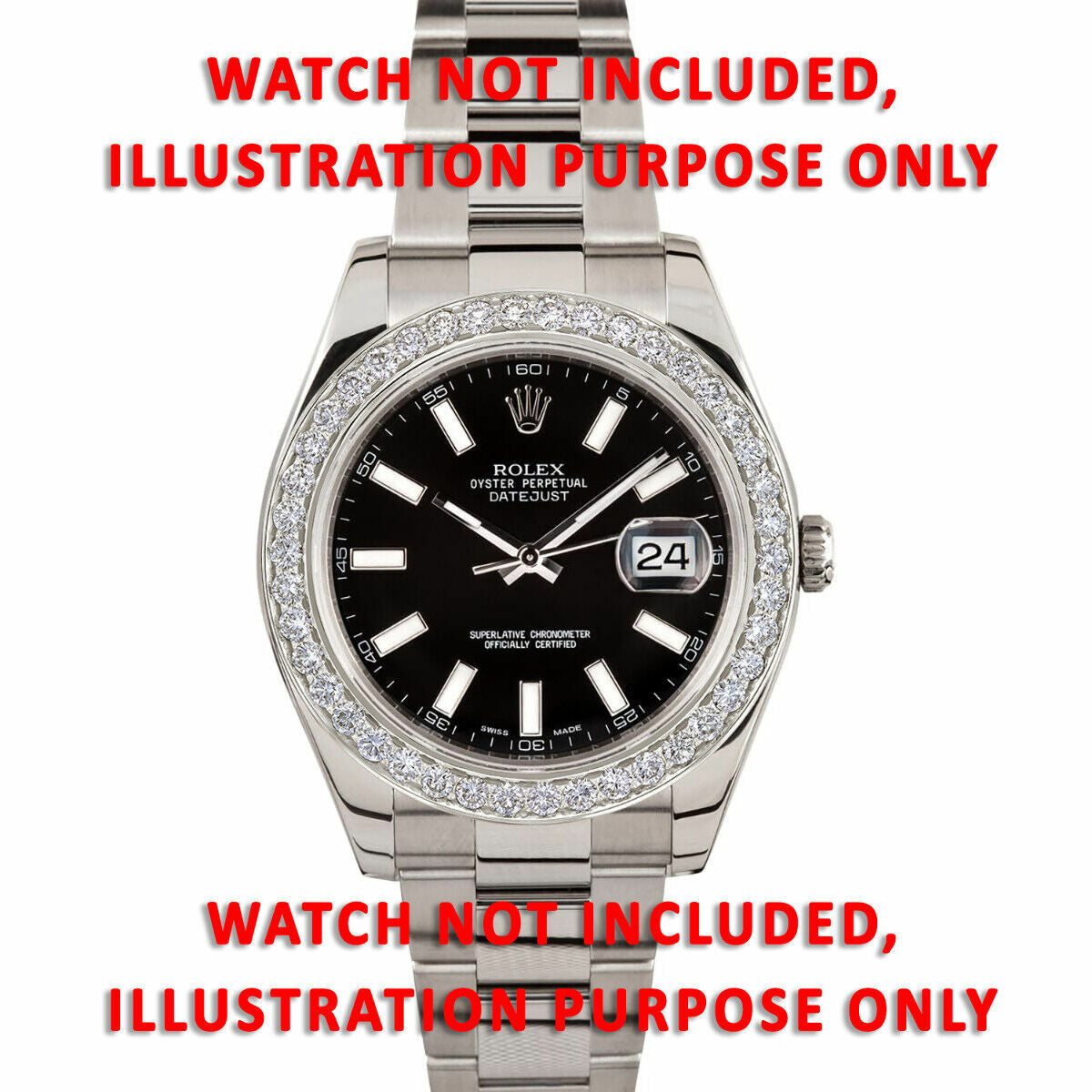 3CT PAVE BEAD SET DIAMOND BEZEL 18KW FOR ROLEX DATEJUST 2 41MM 116300, 116334