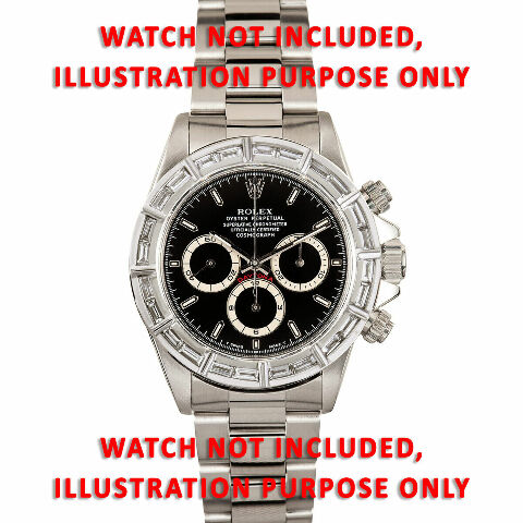 3.75CT 18K WHITE GOLD 24 BAGUETTE DIAMOND BEZEL FOR ROLEX DAYTONA 16519, 16520
