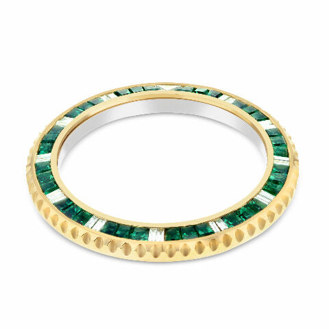 EMERALD & DIAMOND BEZEL FOR SPORT MODEL ROLEX SUBMARINER, GMT MASTER 2 18KY