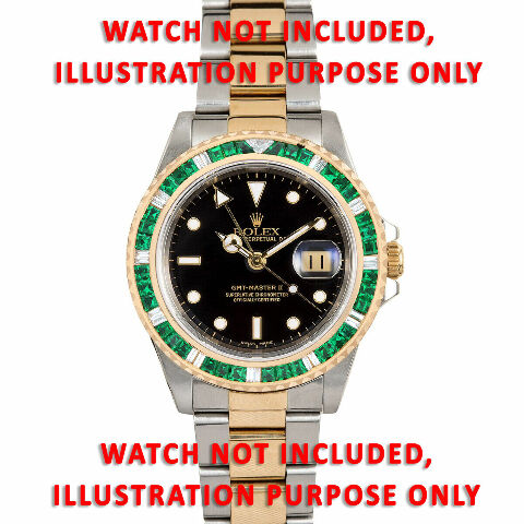 EMERALD & DIAMOND BEZEL FOR SPORT MODEL ROLEX SUBMARINER, GMT MASTER 2 18KY
