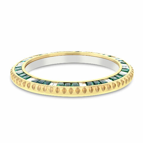 EMERALD & DIAMOND BEZEL FOR SPORT MODEL ROLEX SUBMARINER, GMT MASTER 2 18KY