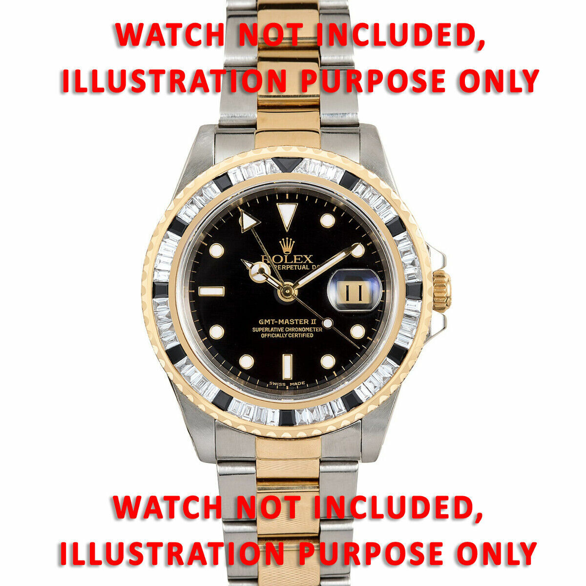 MENS 5.50CT BLACK ONYX AND DIAMOND BEZEL FOR ROLEX SUBMARINER, GMT MASTER 2 18KY