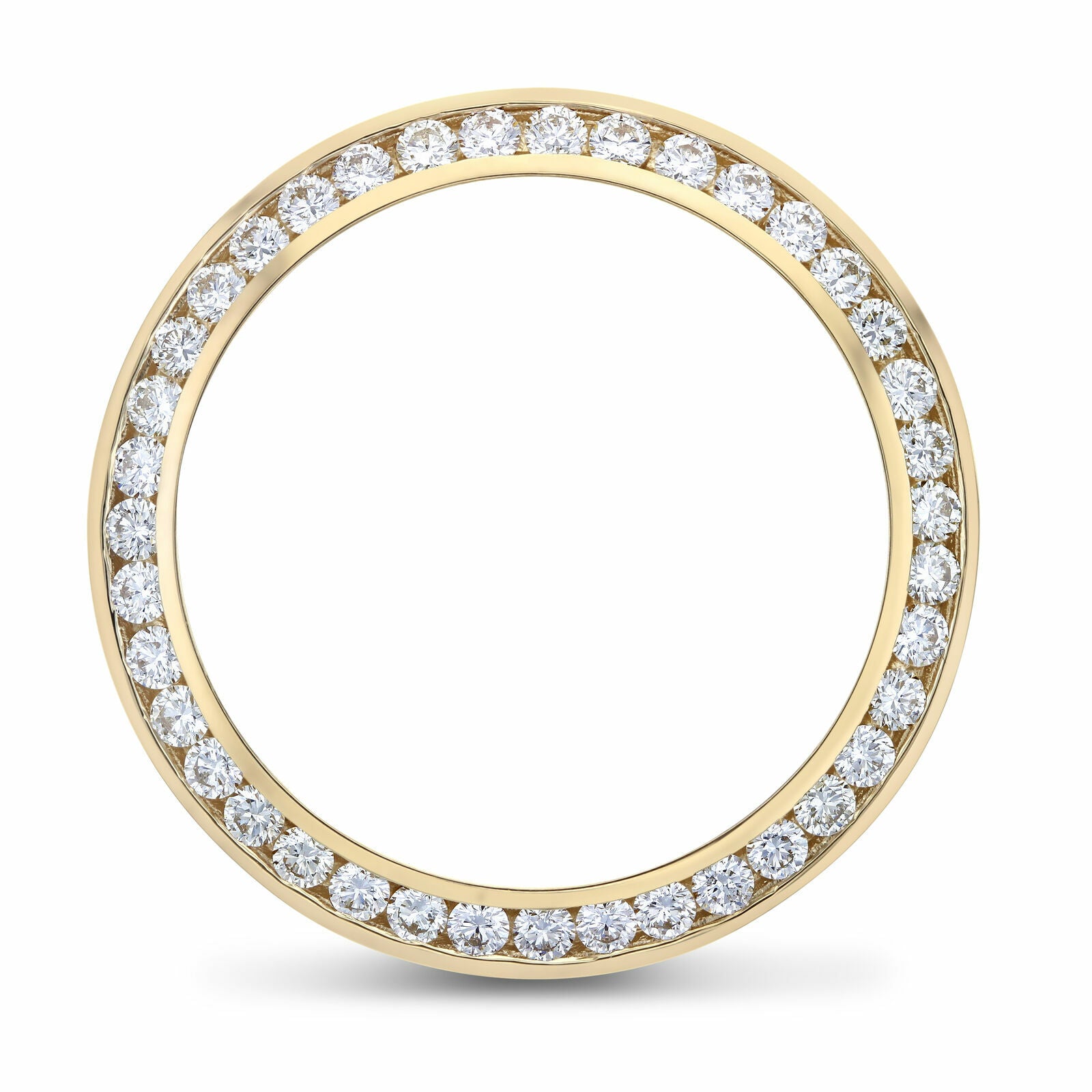 3CT CHANNEL DIAMOND BEZEL 14KY FOR ROLEX YACHTMASTER, THUNDERBIRD, TURN O GRAPH