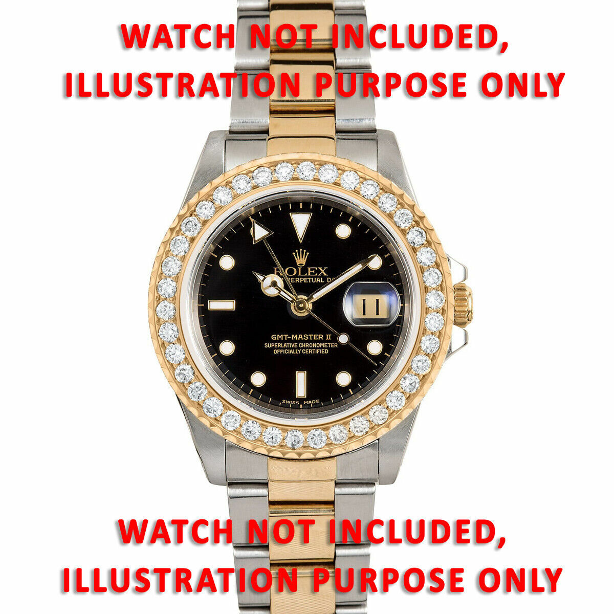 40MM 3CT BEAD SET DIAMOND BEZEL 18KY FOR ROLEX SUBMARINER, GMT MASTER 2 RIDGE