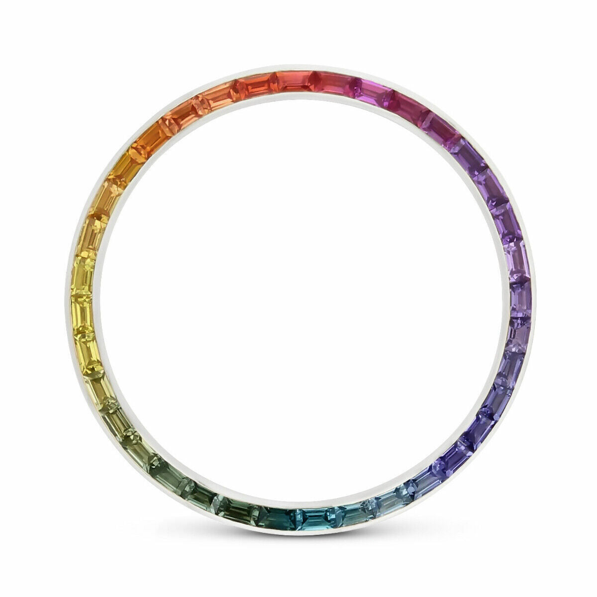 2.50CT SYNTHETIC RAINBOW BEZEL FOR ROLEX PRESIDENT 18KW 18366, 18346, 18029