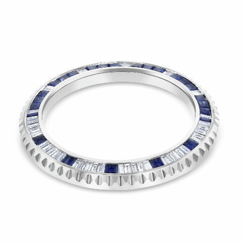 MENS 4.50CT SAPPHIRE & DIAMOND BEZEL FOR ROLEX SUBMARINER, GMT MASTER 2 40MM WG
