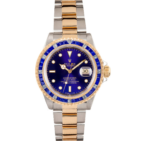 4.5CT SAPPHIRE & DIAMOND ALTERNATING BEZEL FOR ROLEX SUBMARINER, GMT MASTER 2 YG