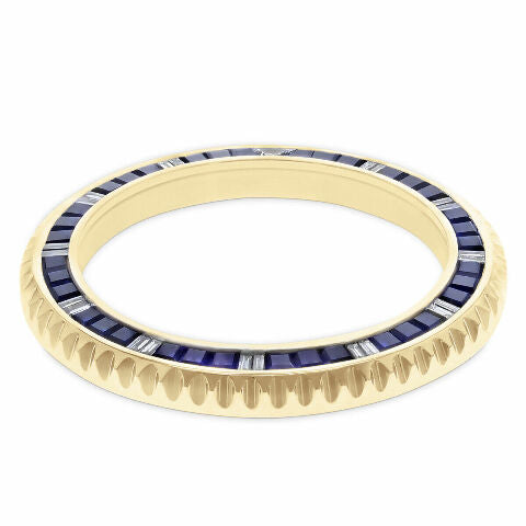 4.5CT SAPPHIRE & DIAMOND ALTERNATING BEZEL FOR ROLEX SUBMARINER, GMT MASTER 2 YG